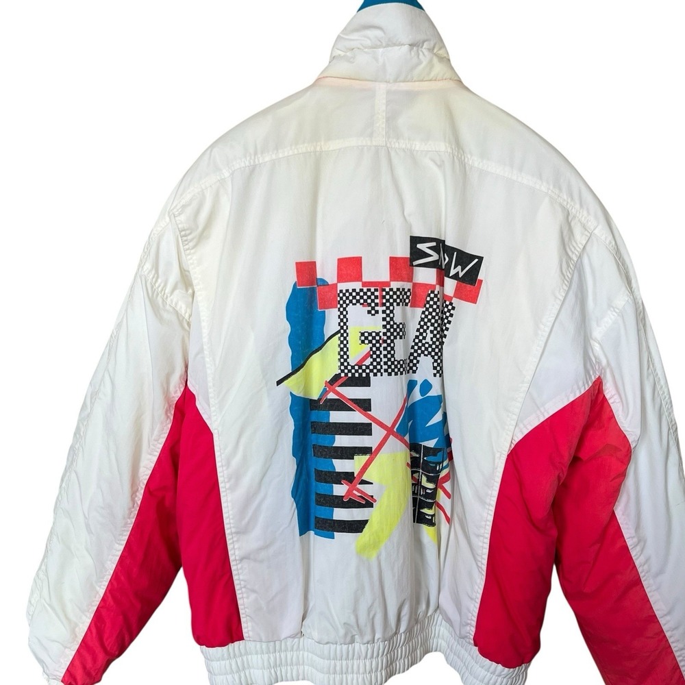 Vintage Tyrolia by Head Ski Jacket Mens XL White Neon Thermoloft Lined Snow - Picture 11 of 16